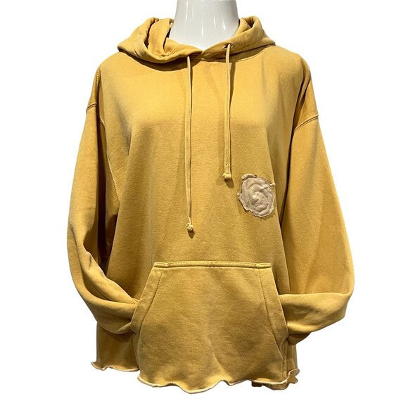 Kunky's Floral Appliqué Hoodie, NWT, Yellow, L - Picture 2 of 10